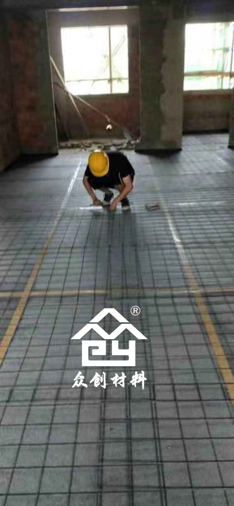 HKS改性聚丙烯保溫隔聲板現場施工現場-鋪設鋼絲網片 HKS改性聚丙烯保溫隔聲板現場施工現場-鋪設鋼絲網片